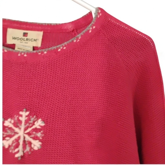 Woolrich Snowflake Sweater Ruby Red Lambswool Trim and Snowflake. Size X…​ - Picture 7 of 9